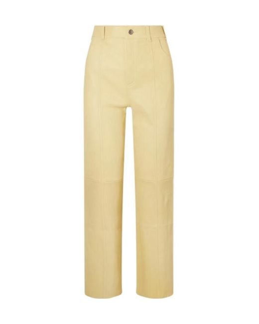 Stouls Yellow Leather Straight-Leg Pants