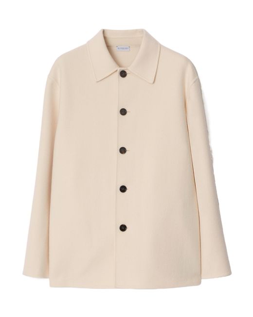 Burberry Natural Single-Breasted Wool Jacket