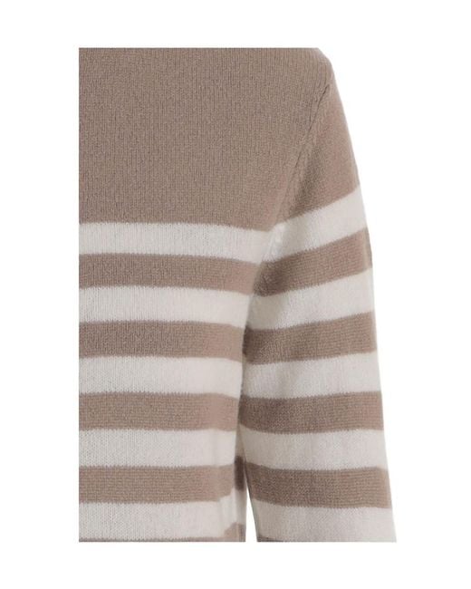 Bruno Manetti Gray Striped Cashmere Sweater