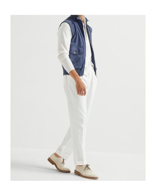 Brunello Cucinelli Blue Suede Vest for men