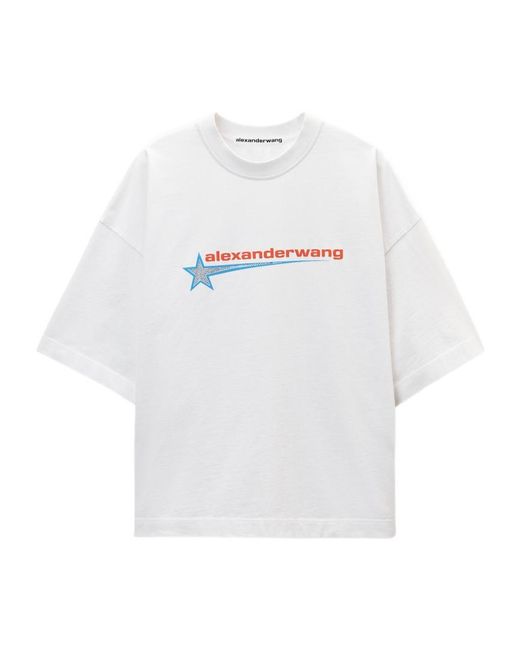 Alexander Wang White Star Patterned Crewneck T-Shirt for men