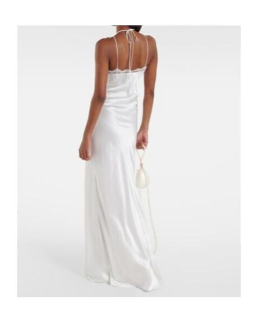 Rodarte White Floral Lace-Trimmed Silk Dress