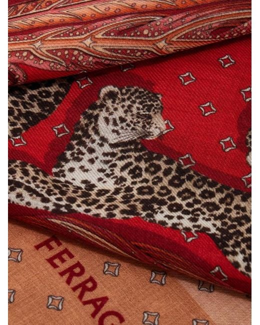 Ferragamo Red Madras Print Cashmere Stole