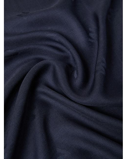Max Mara Blue Jacquard Wool And Silk Shawl