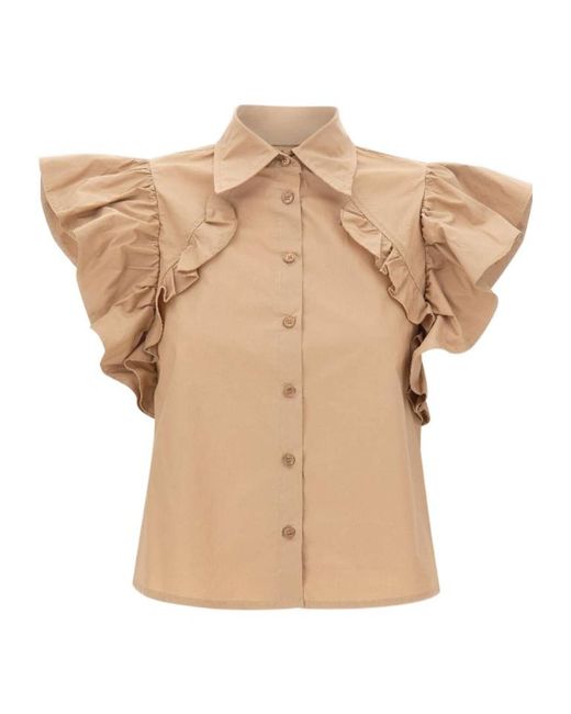 Kaos Natural Ruffled Cropped Shirt