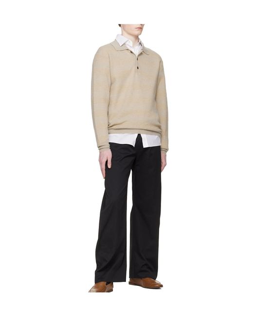 Ssstein Natural Striped Long-Sleeve Polo for men
