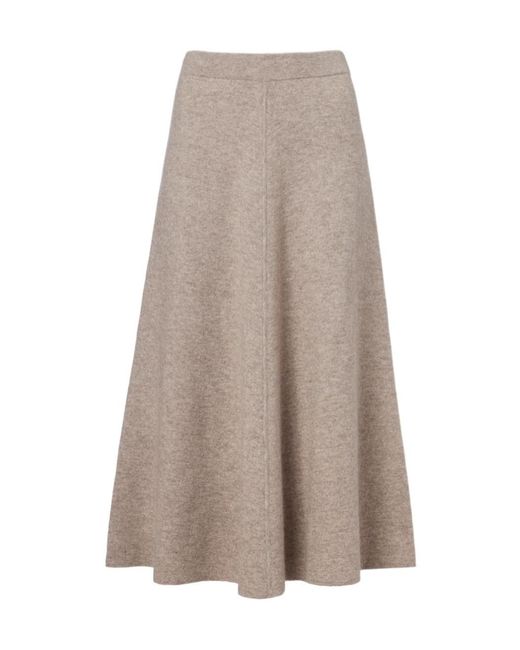 Jardin Des Orangers Brown Wool And Cashmere Midi Skirt