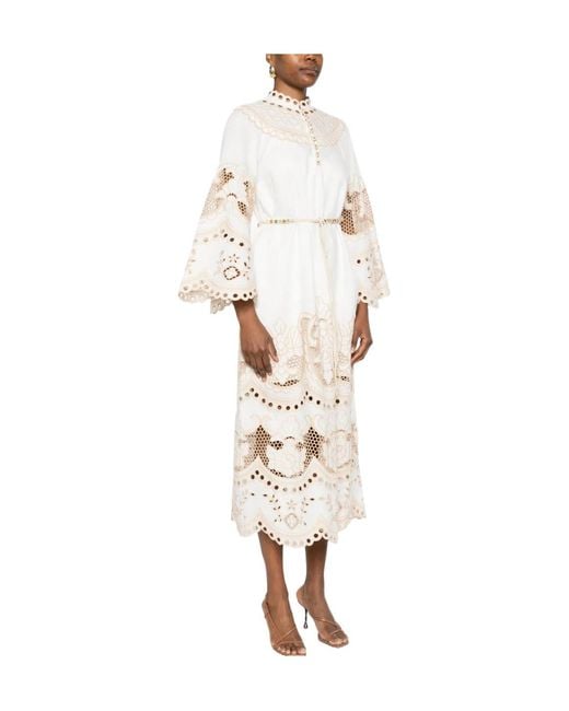 Zimmermann White Embroidered Midi Dress