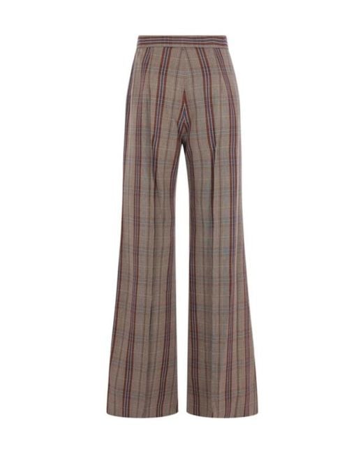 Vivienne Westwood Brown Checked Wide-Leg Trousers