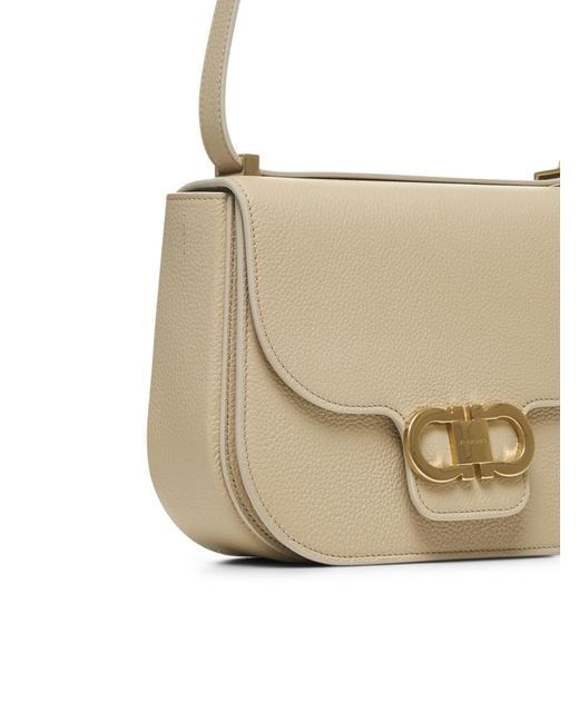 Ferragamo White Double Gancini Cross Body Bag