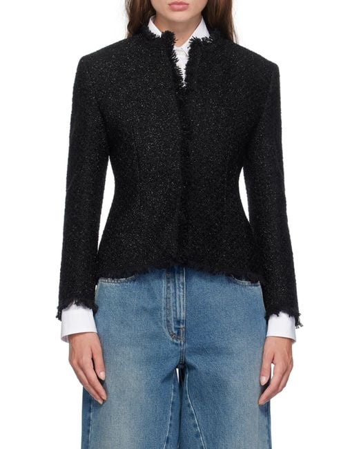 Givenchy Black Textured Frayed-Edge Jacket