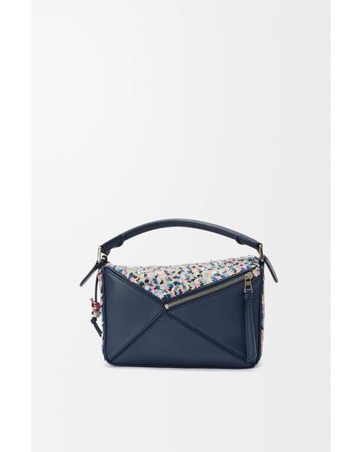 Loewe Blue Puzzle Small Logo Shoulder Bag