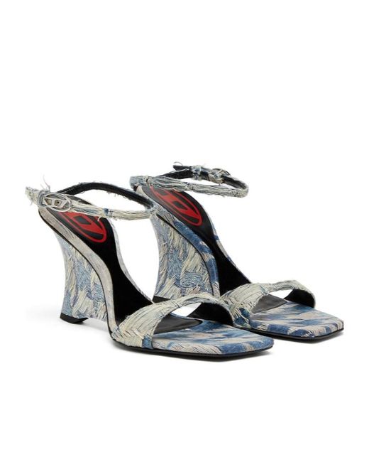 DIESEL Metallic D-Amber-Wedge Sandals