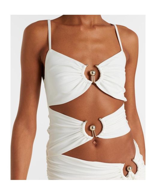 Christopher Esber White Orbit Cutout Ruched Jersey Maxi Dress