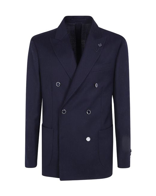 Lardini Blue Double Breasted Tailored Jacket for men