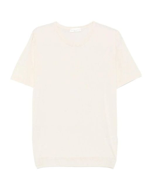 Roberto Collina White Short-Sleeve Knitted Silk T-Shirt for men
