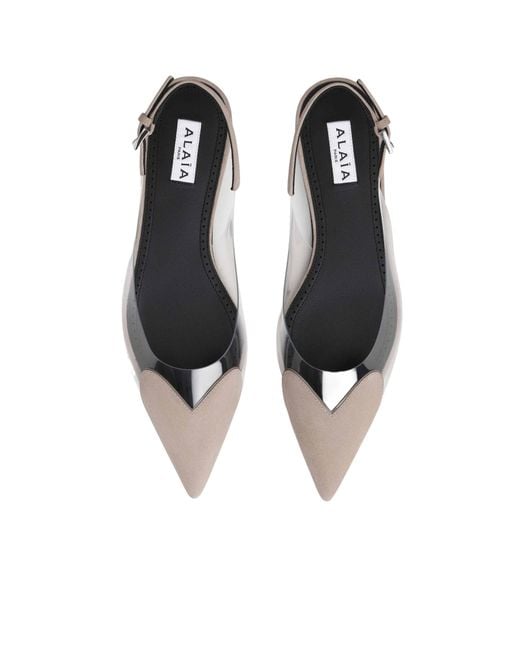 Alaïa White Flat Slingbacks Le Cœur