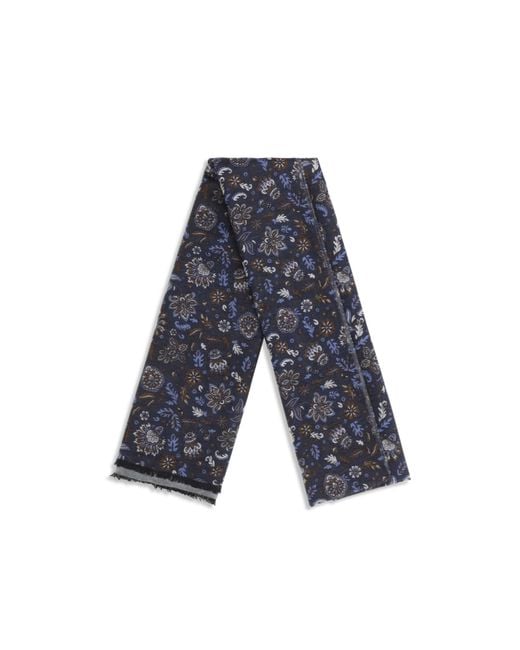Kiton Blue Paisley Pattern Scarf for men