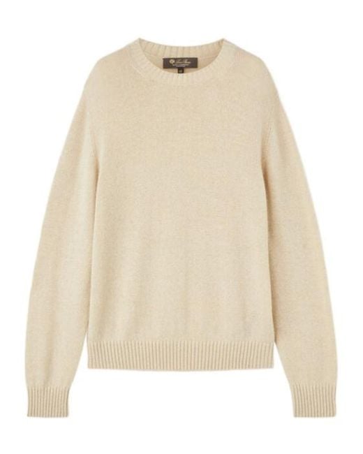 Loro Piana Natural Long Sleeved Crewneck Knitted Jumper