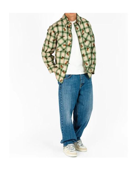 Barrow Green Check Pattern Flannel Shirt for men