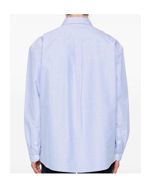 Marni White Logo Embroidered Oxford Shirt for men
