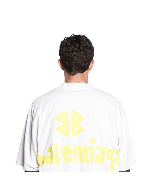 Balenciaga White Tape Logo Crewneck T-Shirt