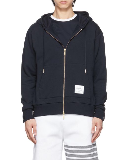 Thom Browne Blue Rwb Stripe Zipped Hoodie for men