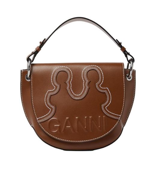 [Ganni]★Banner Saddle Cross ショルダーバッグ★現地セール GANNI Women's' Banner Saddle Handbag in Black | LN-CC®