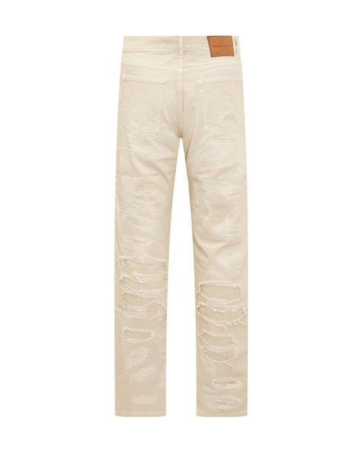 Heron Preston Natural Straight-Leg Logo Patch Distressed Jeans for men