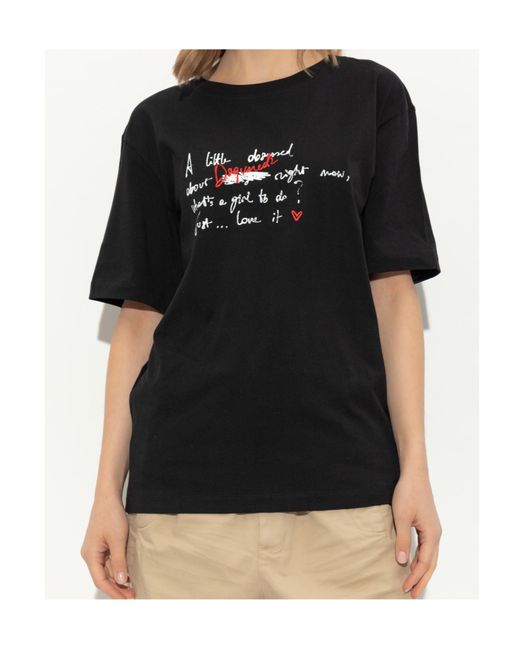 DSquared² Black Logo Embroidered Crewneck T-Shirt