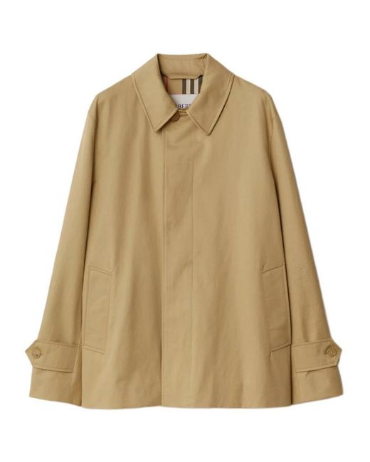 Burberry Natural Concealed Button Gabardine Short Trench Coat