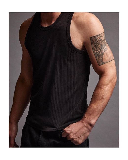 James Perse Black Ribbed Crewneck Tank Top for men