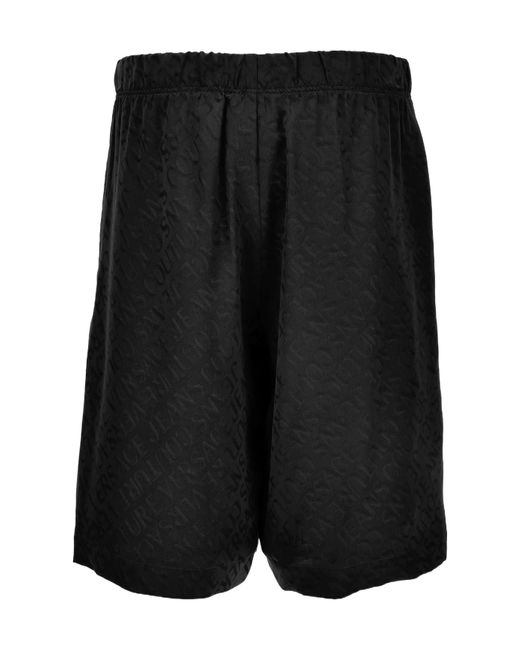 Versace Jeans Black Couture Allover Logo Knee-Length Shorts for men