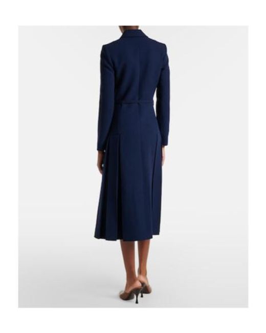 Emilia Wickstead Blue Chaney Wool Crepe Midi Dress