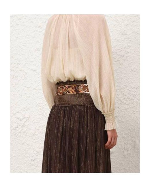 Zimmermann Natural Aster Elasticated Cuff Blouse