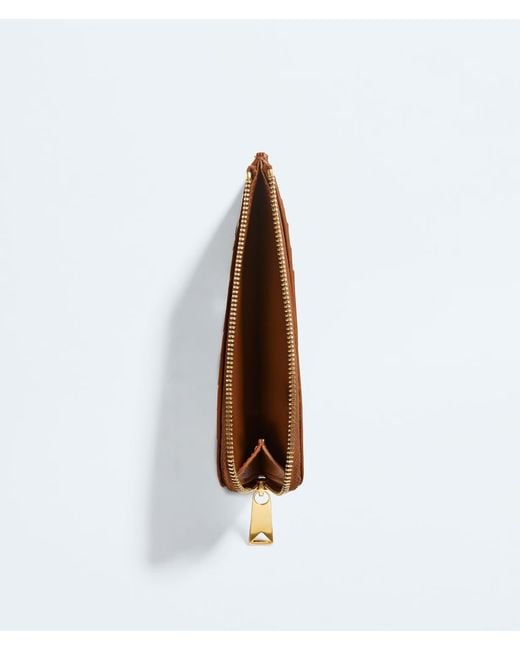 Bottega Veneta Brown Intrecciato L-Zipped Card Case