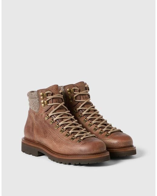 Brunello Cucinelli Brown Lace-Up Ankle Boots for men