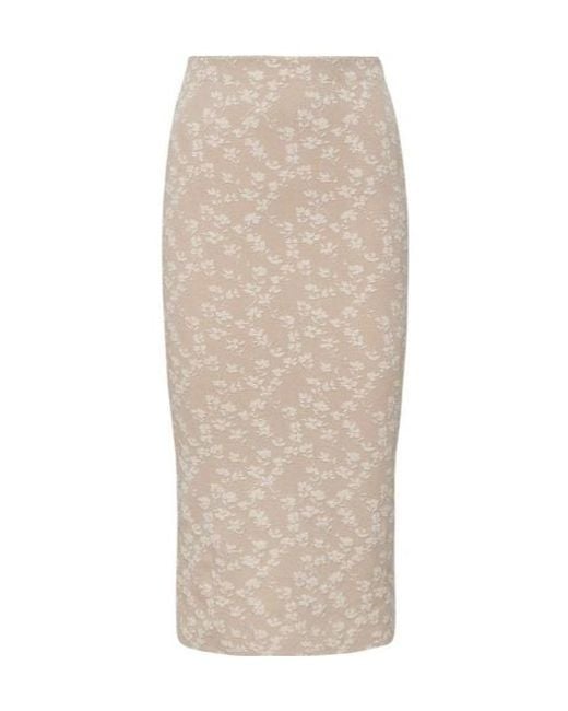 Fendi Natural Floral Motif Layered Effect Midi Skirt