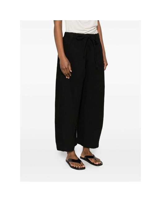 Entire studios Black Drawstring Cropped Culottes Trousers