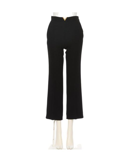 Valentino Black Logo Plaque Cropped Pants
