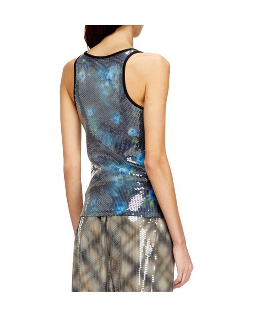 DIESEL Blue T-Unky Floral Print Jersey Top