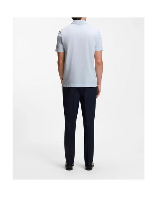 Boss White Cotton-Blend Polo Shirt With Bubble-Structured Jacquard for men