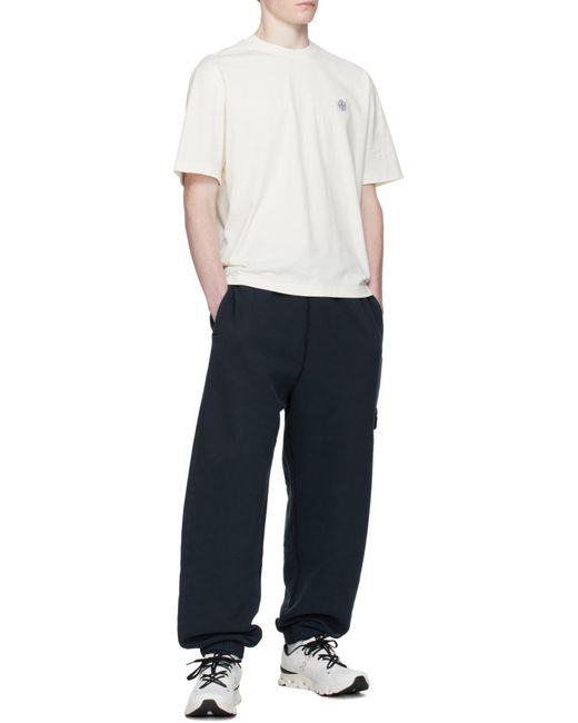 Stone Island White Logo Patch Crewneck T-Shirt for men