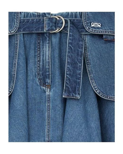 Loewe Blue Denim Cargo Skirt