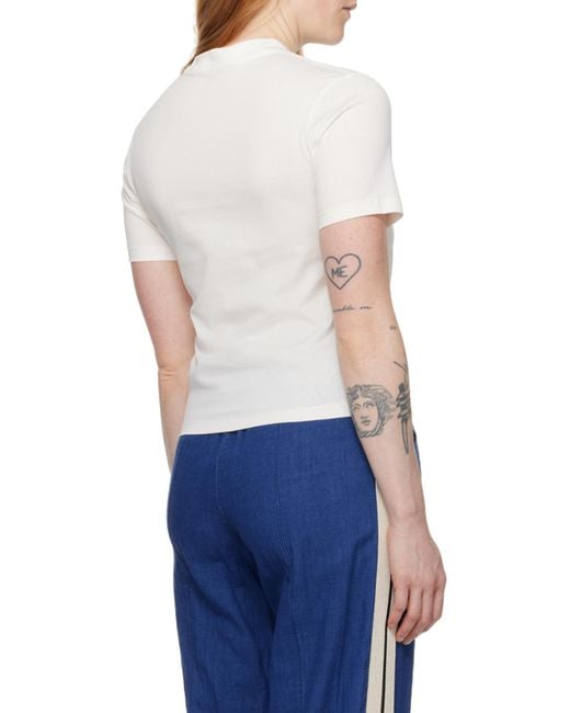 Palm Angels White Logo Embroidered Crewneck T-Shirt