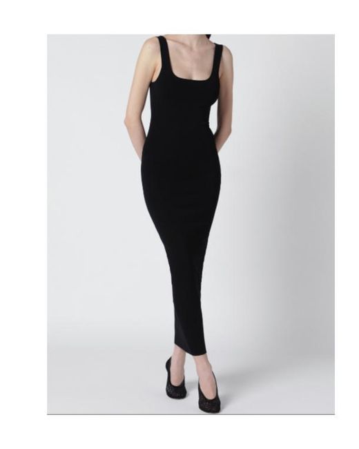 Entire studios Black Square Neck Midi Dress