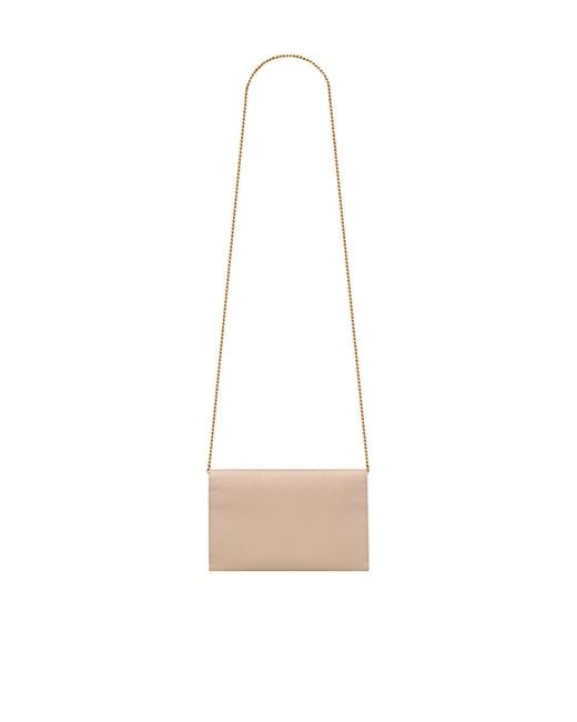 Saint Laurent White Uptown Chain Wallet