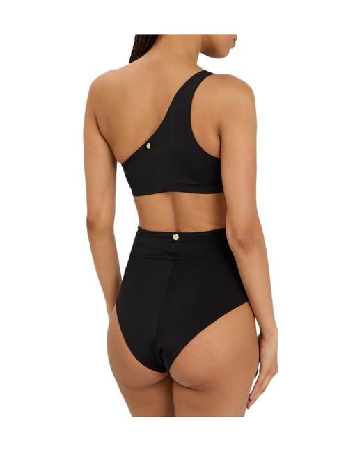 Max Mara Black Shoulder Stretch-Polyamide Bikini Top