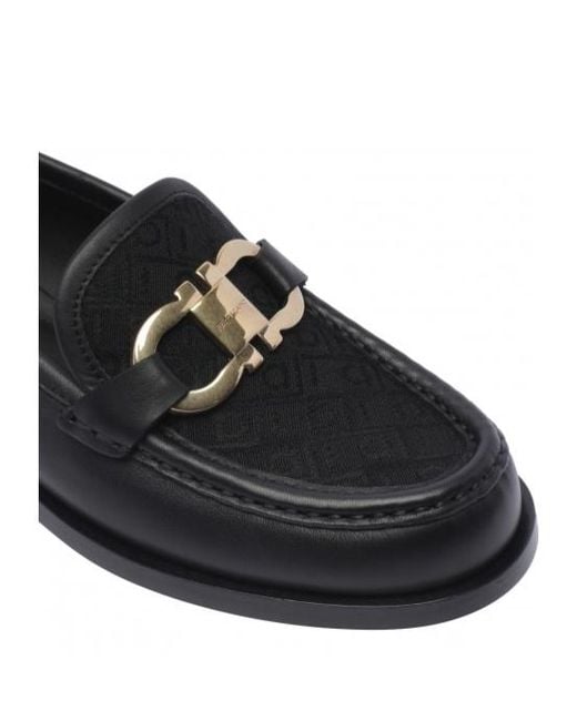 Ferragamo Black Ferragamo Gancini Jacquard Slip-On Loafers