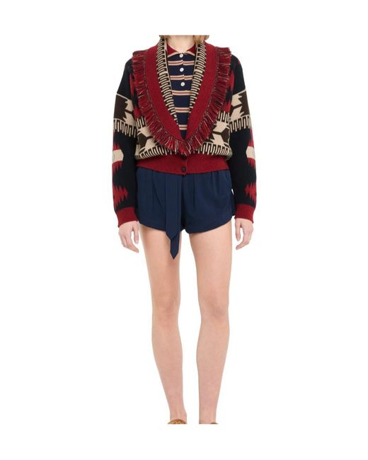 Alanui Red Icon Jacquard Cardi-Bomber